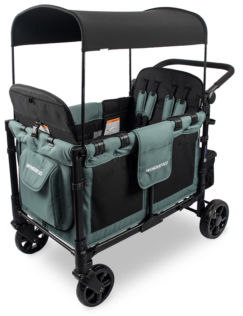 WonderFold W4 Elite Multifunctional Quad (4 Seater) Stroller Wagon - Hunter Green