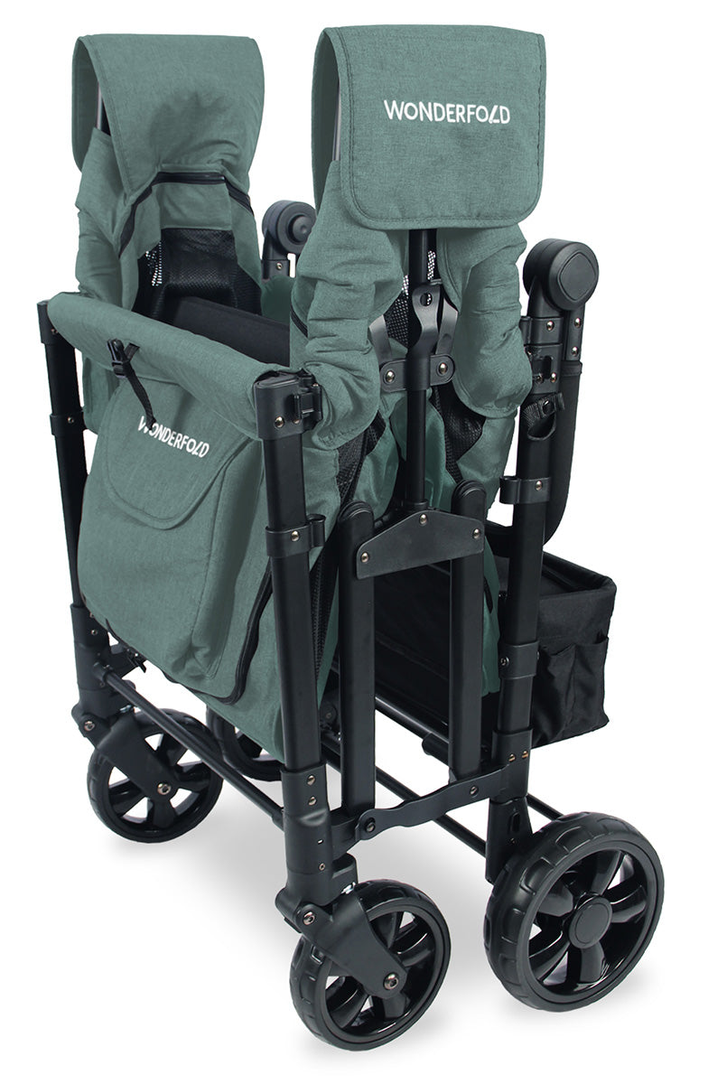 WonderFold W4 Elite Multifunctional Quad (4 Seater) Stroller Wagon - Hunter Green