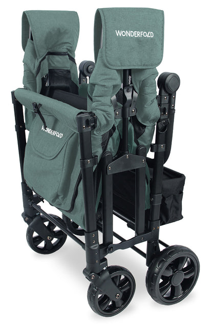 WonderFold W4 Elite Multifunctional Quad (4 Seater) Stroller Wagon - Hunter Green