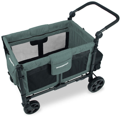 WonderFold W4 Elite Multifunctional Quad (4 Seater) Stroller Wagon - Hunter Green