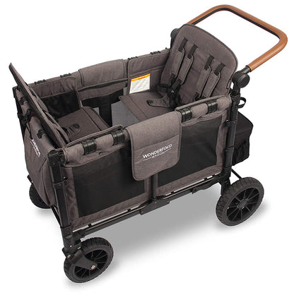 WonderFold W4 Luxe Multifunctional Quad (4 Seater) Stroller Wagon - Charcoal Gray/Black Frame