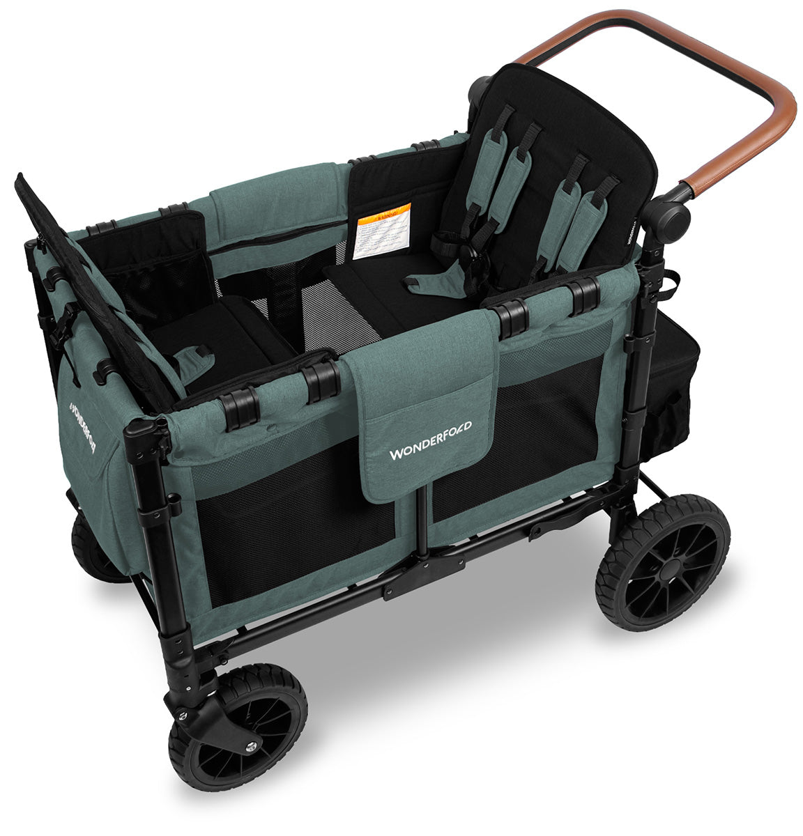 WonderFold W4 Luxe Multifunctional Quad (4 Seater) Stroller Wagon - Hunter Green (Albee Exclusive)