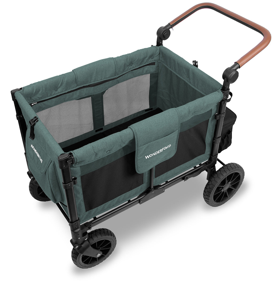 WonderFold W4 Luxe Multifunctional Quad (4 Seater) Stroller Wagon - Hunter Green (Albee Exclusive)