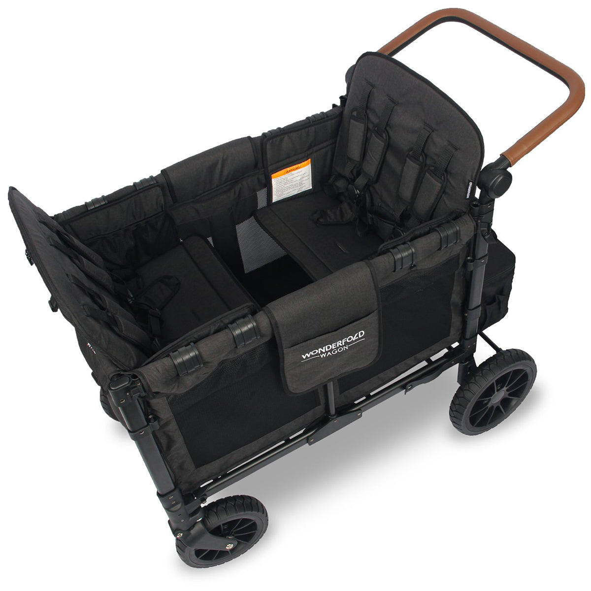 WonderFold W4 Luxe Multifunctional Quad (4 Seater) Stroller Wagon - Volcanic Black