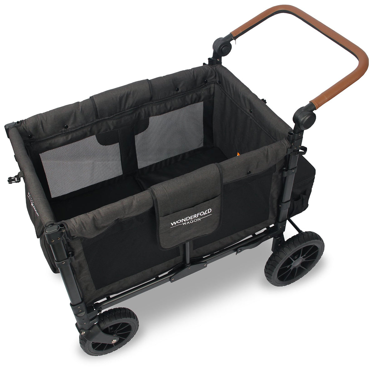 WonderFold W4 Luxe Multifunctional Quad (4 Seater) Stroller Wagon - Volcanic Black