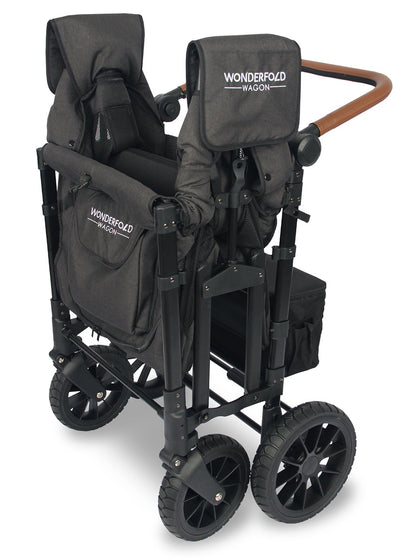 WonderFold W4 Luxe Multifunctional Quad (4 Seater) Stroller Wagon - Volcanic Black