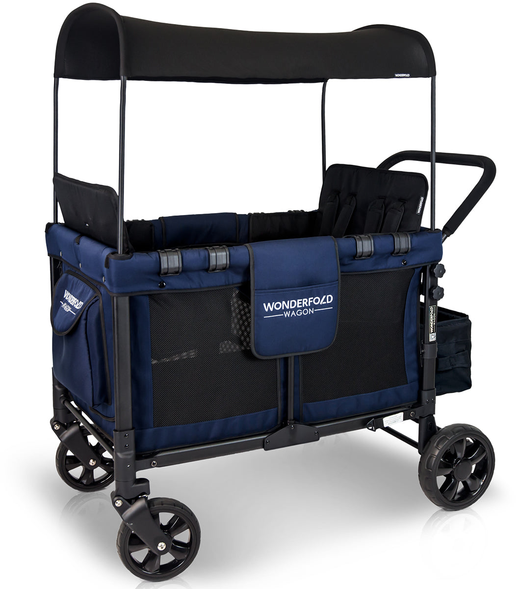 WonderFold W4 Original Quad (4 Seater) Stroller Wagon - Navy