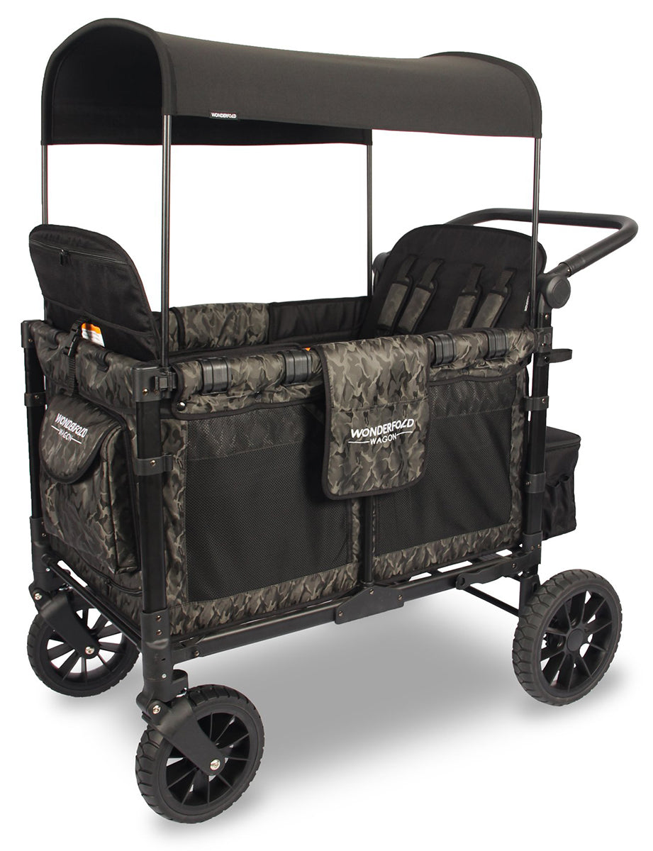 WonderFold W4 Luxe Multifunctional Quad (4 Seater) Stroller Wagon - Shadow Green Camo