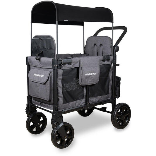 WonderFold W2 Elite Pro (2 Seater) Double Stroller Wagon - Charcoal Gray