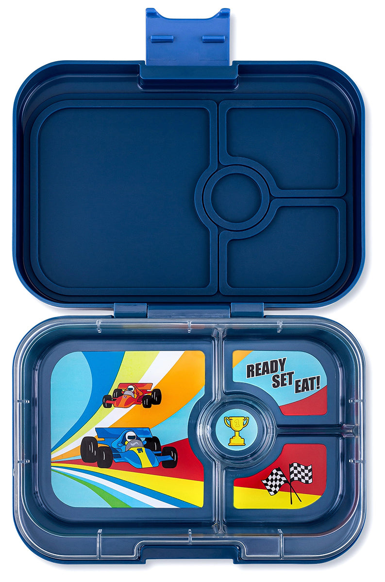 Yumbox Leakproof Bento Lunchbox, Panino - Monte Carlo Blue / Race Cars