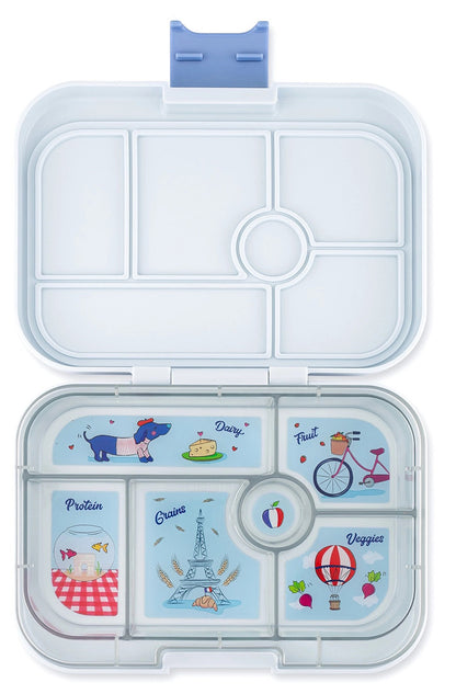 Yumbox Original Leakproof Bento Lunchbox, 6 Compartment - Hazy Gray / Paris Tray