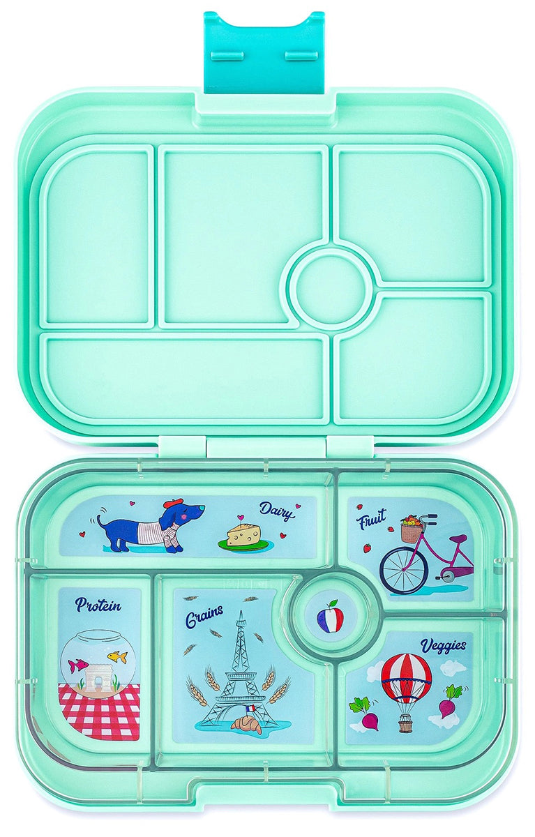 Yumbox Original Leakproof Bento Lunchbox, 6 Compartment - Serene Aqua / Paris Tray