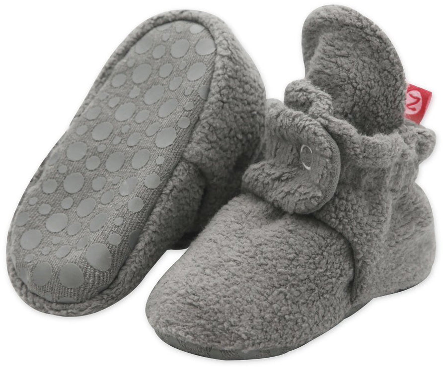 Zutano Cozie Fleece Gripper Baby Bootie - Gray, 12m