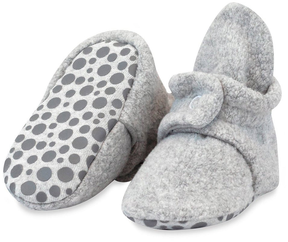 Zutano Cozie Fleece Gripper Baby Bootie - Heather Gray, 12m