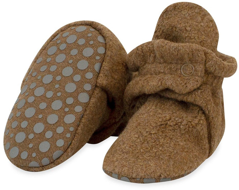 Zutano Cozie Fleece Gripper Baby Bootie - Heather Mocha, 12m