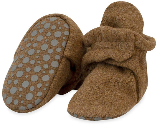 Zutano Cozie Fleece Gripper Baby Bootie - Heather Mocha, 18m