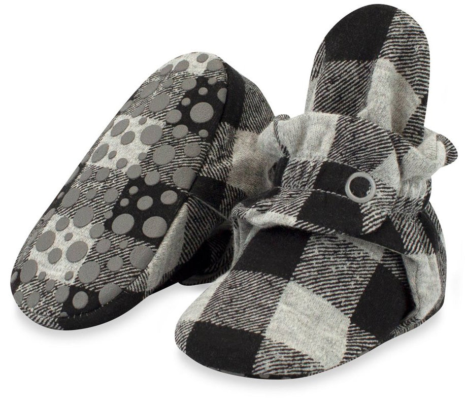 Zutano Organic Cotton Gripper Baby Bootie - Buffalo Check, 12m