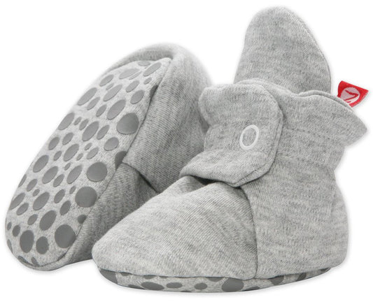 Zutano Organic Cotton Gripper Baby Bootie - Heather Gray, 12m