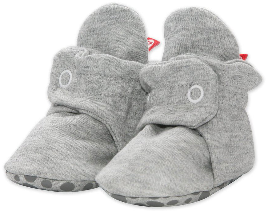 Zutano Organic Cotton Gripper Baby Bootie - Heather Gray, 3m