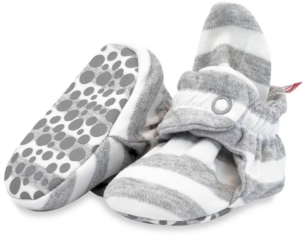 Zutano Organic Cotton Gripper Baby Bootie - Heather Stripe, 12m