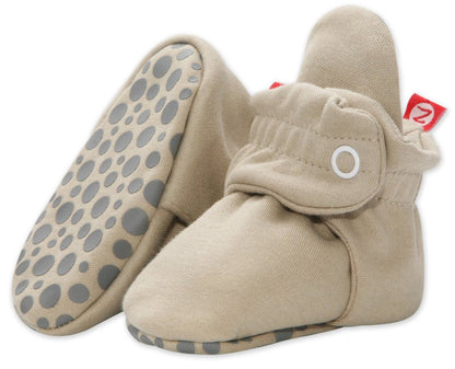 Zutano Organic Cotton Gripper Baby Bootie - Khaki, 12m